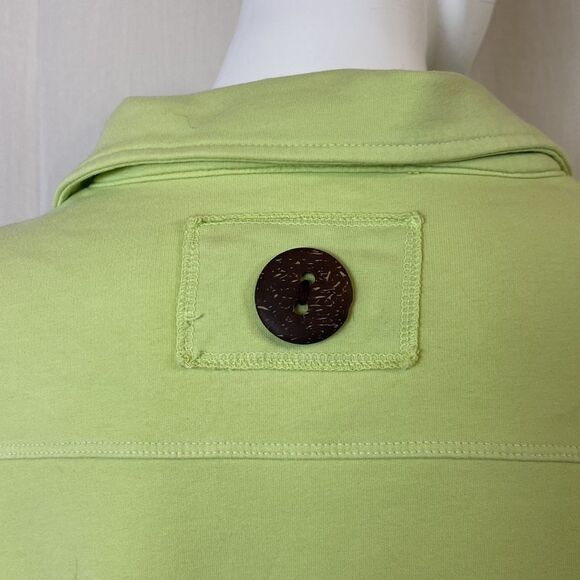 Fresh Produce Jacket Boxy Fit Soft Lime Color Large Wooden Buttons Cotton SZ Med - Picture 5 of 6